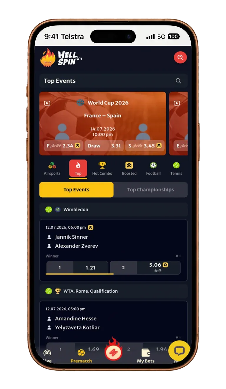HellSpin app screen 5