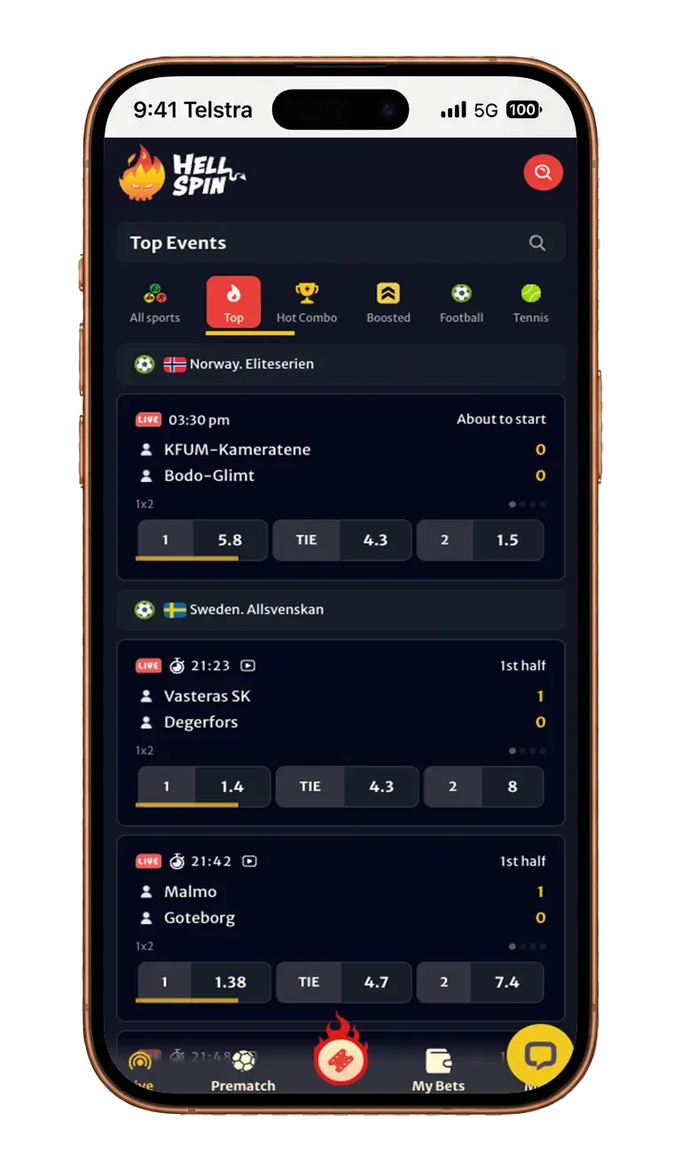 HellSpin app screen 6