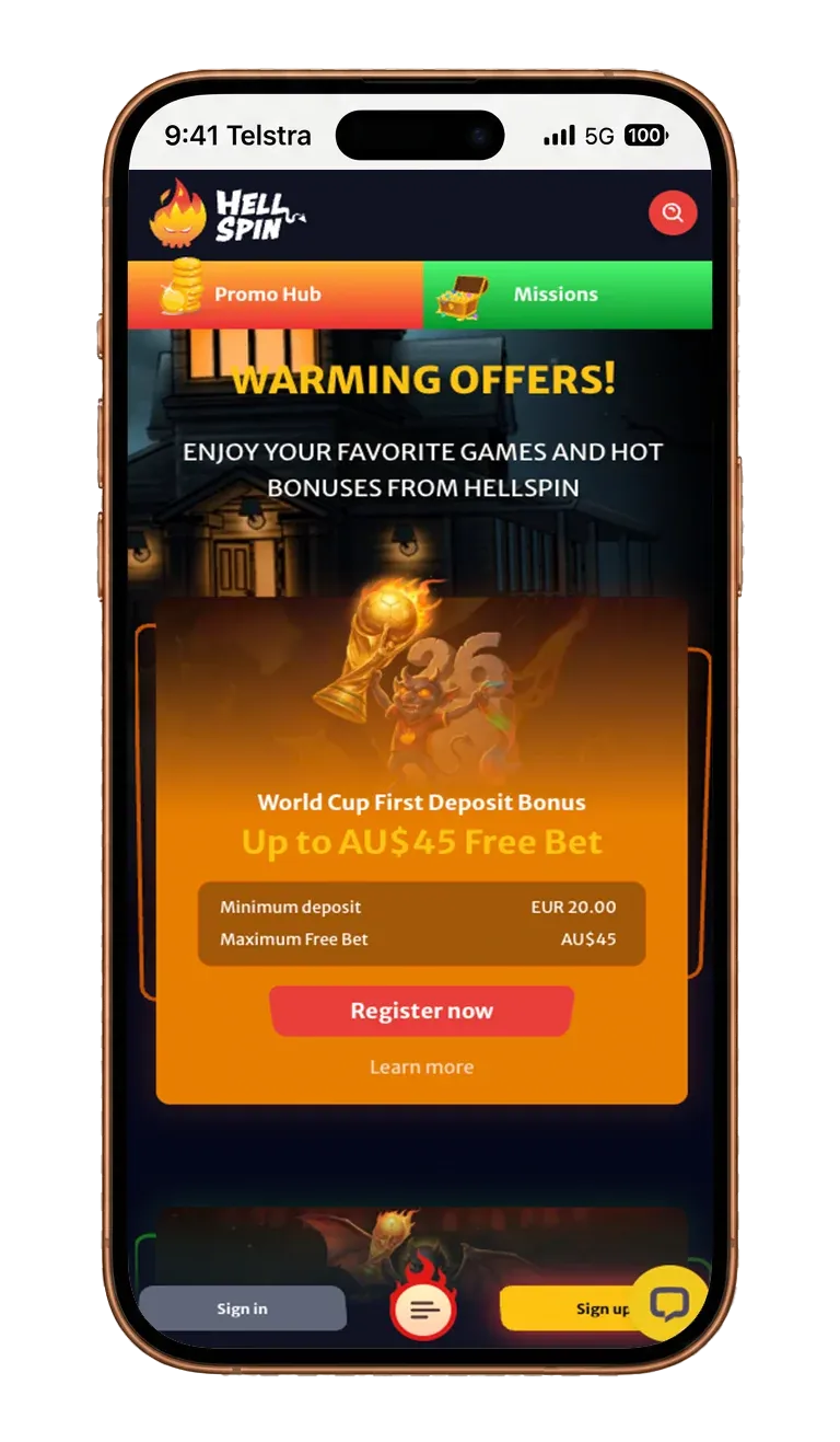 HellSpin app screen 7