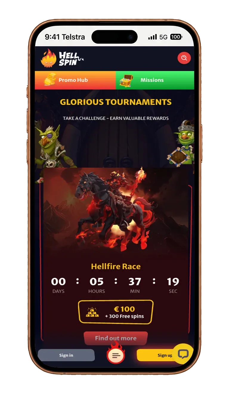 HellSpin app screen 8